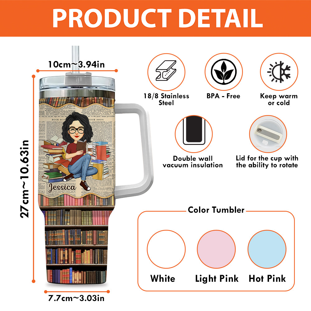 A Girl Who Loves Books Reading - Reading Gift - Personalized Custom 40oz Stainless Steel Tumbler Tu20