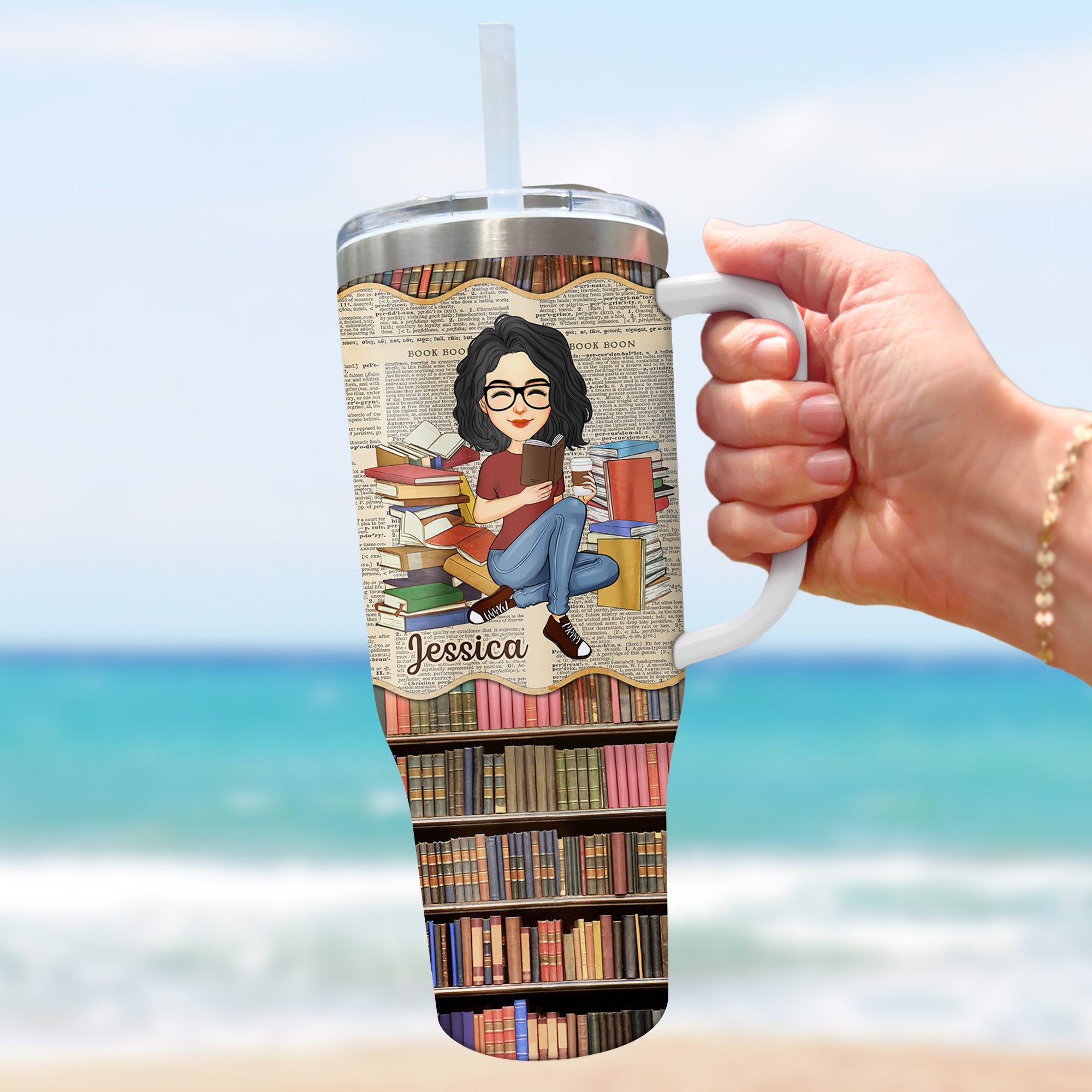 A Girl Who Loves Books Reading - Reading Gift - Personalized Custom 40oz Stainless Steel Tumbler Tu20