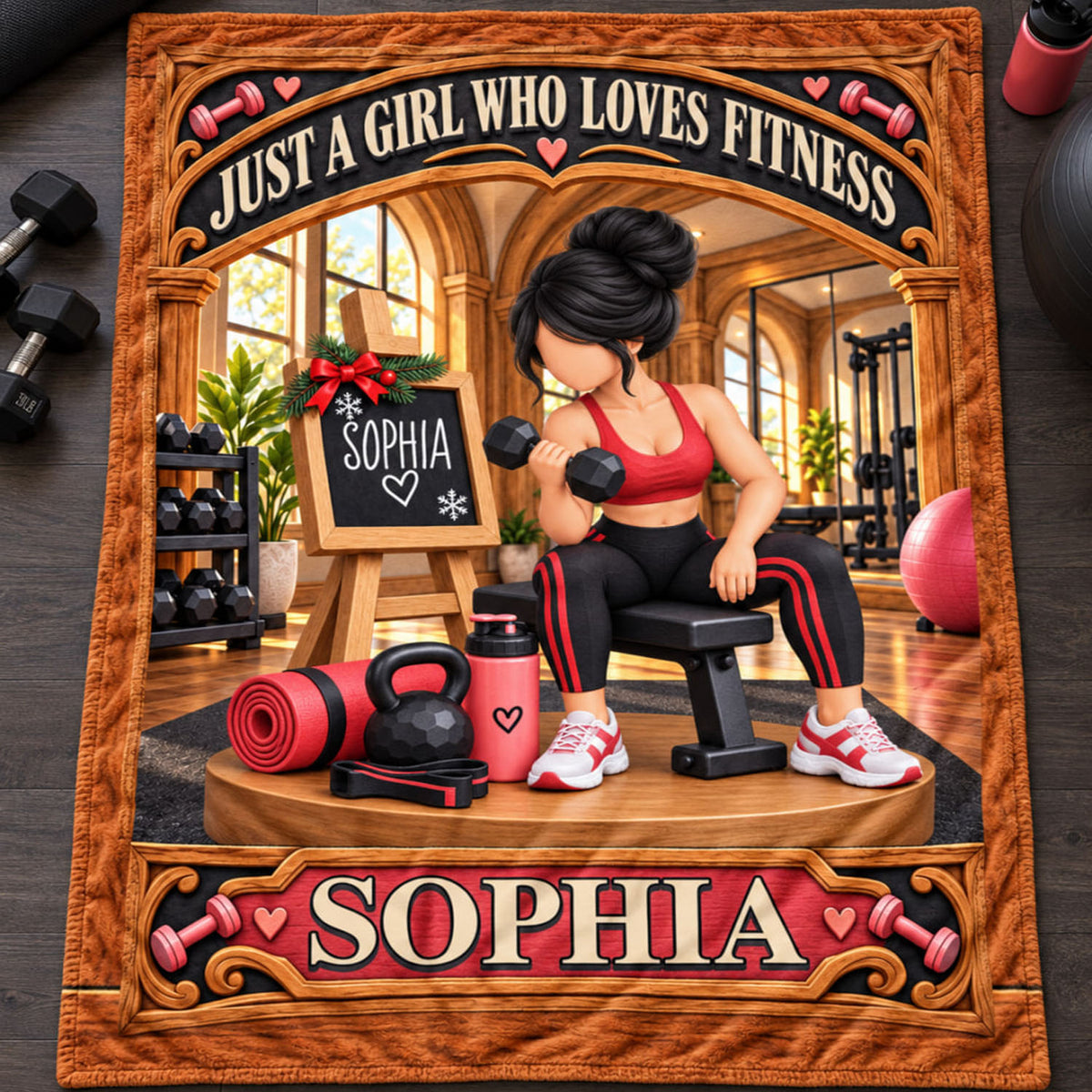 Personalized Fitness Gym Girl Christmas Blanket, Weightlifting Lover Keepsake Gift C2408 Nh00 DN10