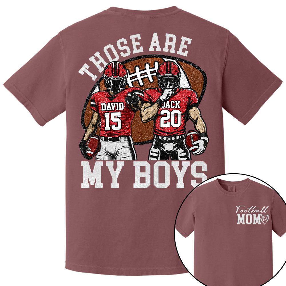 Personalized Football Mom Shirt, Those Are My Boy Sweatshirt, Football Kids Game Day Tee, Retro Cheer Mom Tee Vr2 Na02 Hv01