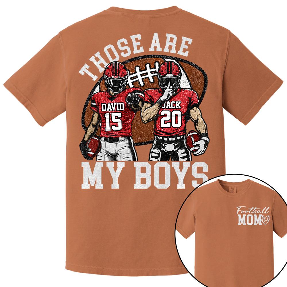 Personalized Football Mom Shirt, Those Are My Boy Sweatshirt, Football Kids Game Day Tee, Retro Cheer Mom Tee Vr2 Na02 Hv01