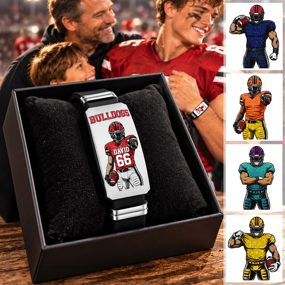 Personalized Football Player Bracelet – Custom Team Name, Player Name & Number Gift Na02 T24