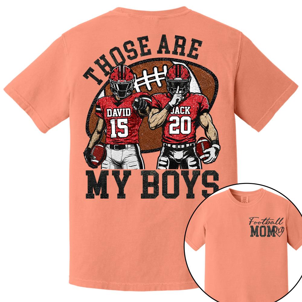 Personalized Football Mom Shirt, Those Are My Boy Sweatshirt, Football Kids Game Day Tee, Retro Cheer Mom Tee Vr2 Na02 Hv01