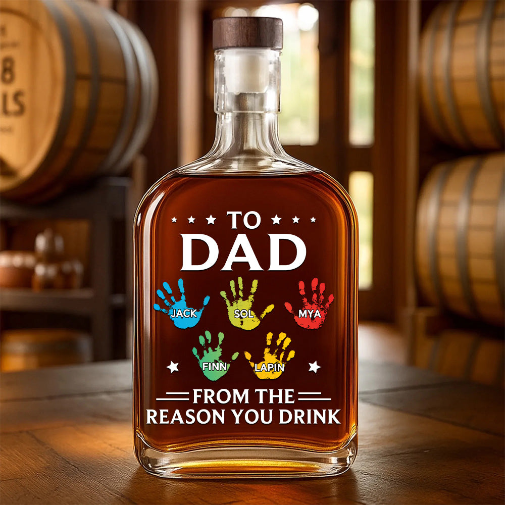 To Dad From The Reason You Drink - Family Personalized Custom Whiskey Bottle - Father's Day, Gift For Dad, Grandpa Tu20