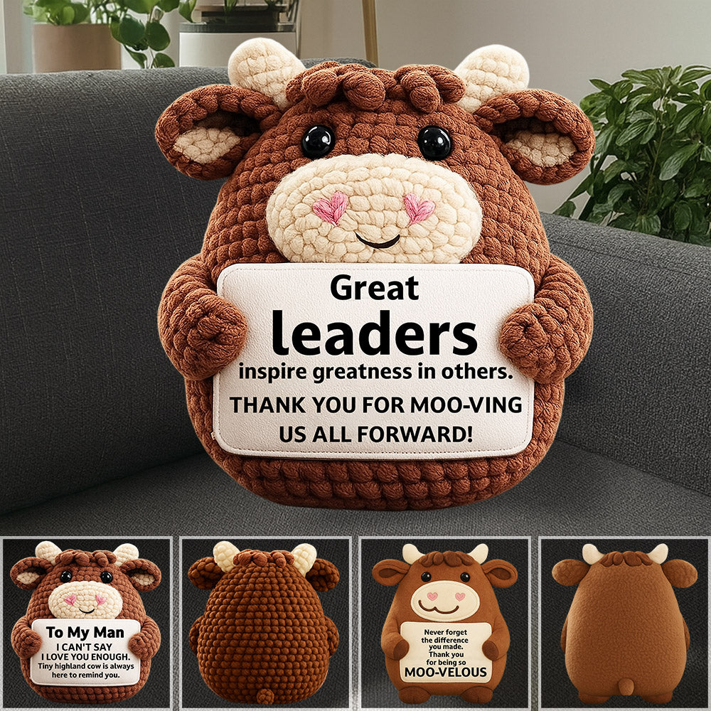 Personalized Ugly Plush Pillow Highland Cow Boss Gifts for Women, Boss Lady Gift for Women Men Female Male, Thank You Gifts for Bosses Leaders Supervisor Manager from Employee Coworker, Birthday Christmas Boss Day Nh00