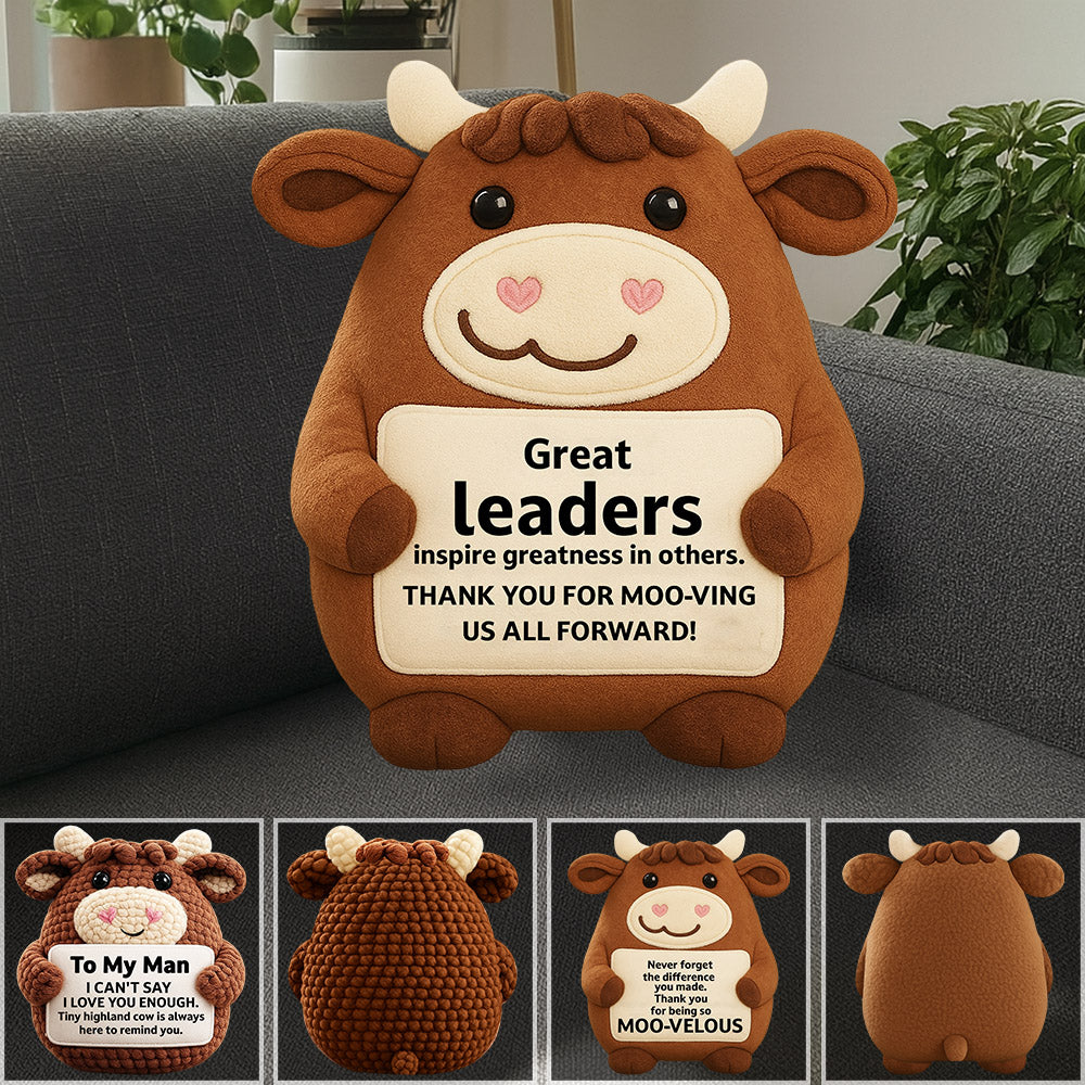 Personalized Ugly Plush Pillow Highland Cow Boss Gifts for Women, Boss Lady Gift for Women Men Female Male, Thank You Gifts for Bosses Leaders Supervisor Manager from Employee Coworker, Birthday Christmas Boss Day Nh00