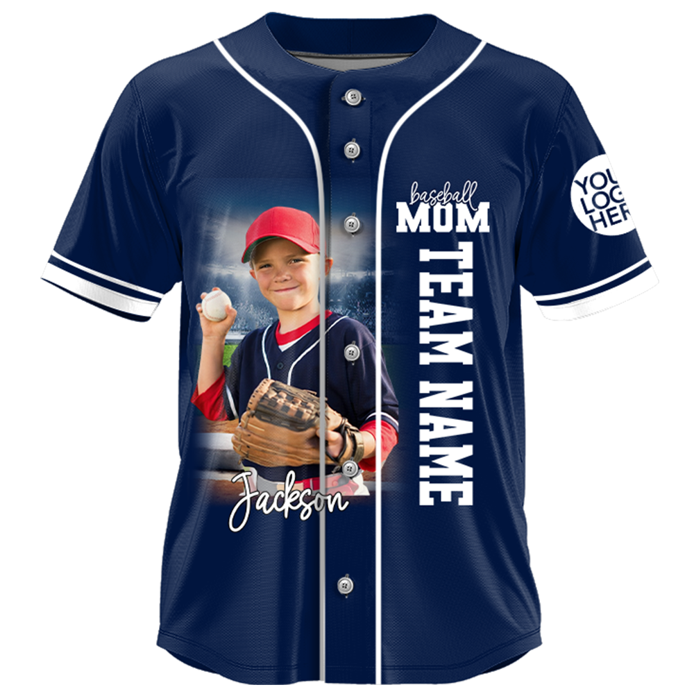 Custom Baseball Mom Jersey With Photo – Personalized Baseball Player Shirt – He’s Not Just My Son He’s My Favorite Baseball Player T24