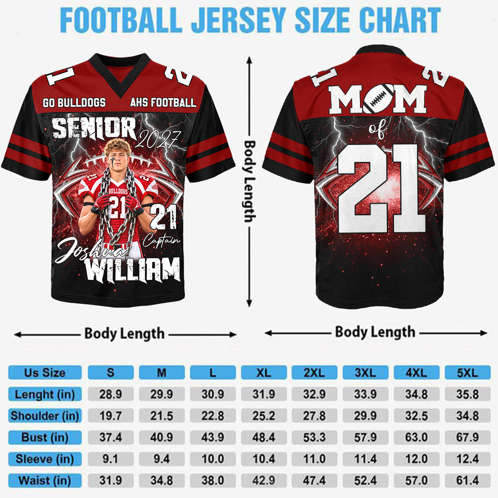 Custom Football Player Photo Senior Year Football Jersey Shirt For Mom Dad Family Game Day Jersey H2511 Trna