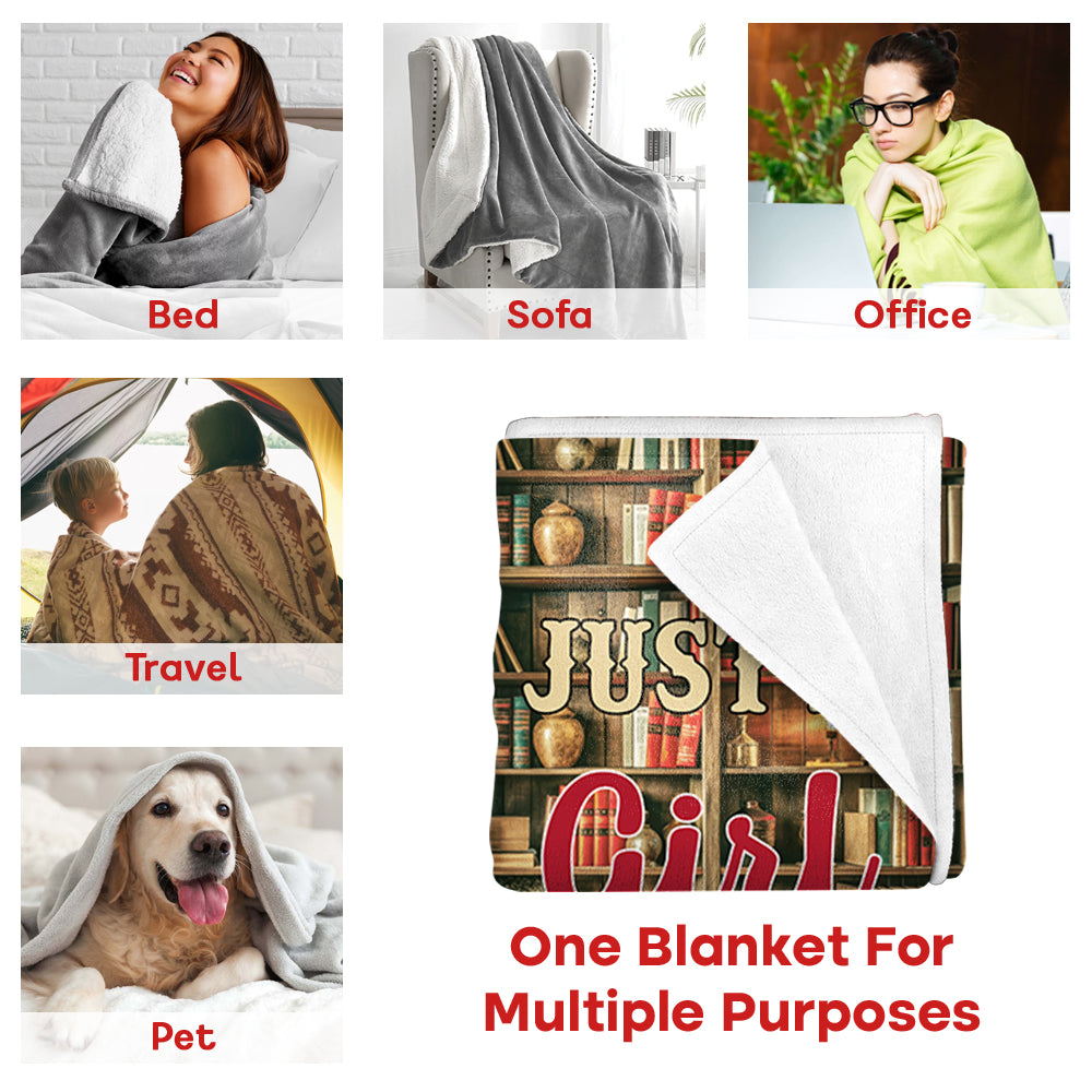 Just A Girl Who Loves Books And Pets - Custom Blanket For Book Lovers And Pet Lovers NA04 Tu20
