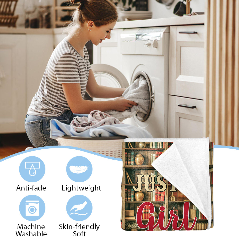 Just A Girl Who Loves Books And Pets - Custom Blanket For Book Lovers And Pet Lovers NA04 Tu20