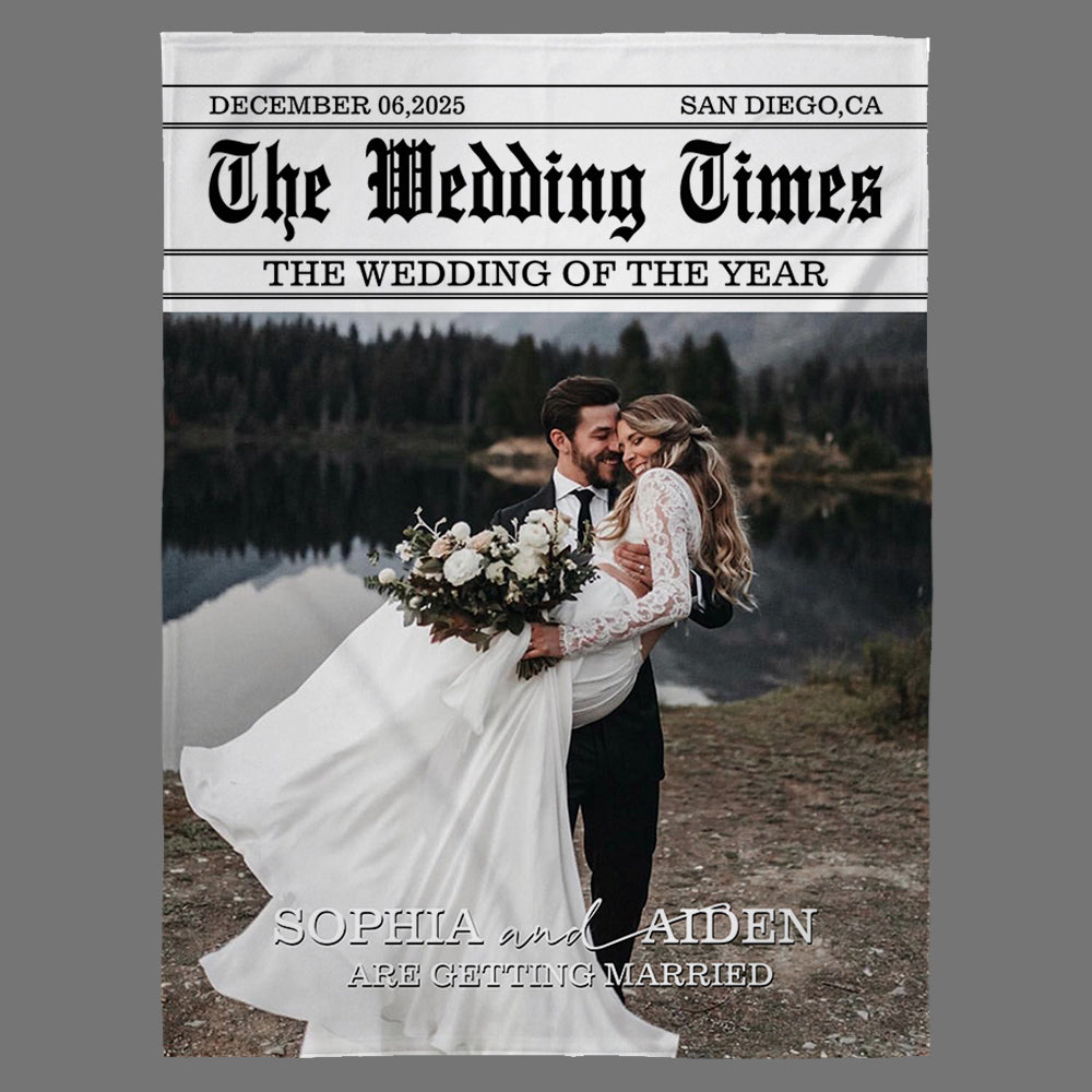Personalized The Wedding Times Blanket Gift For Couple - Custom Photo Wedding Blanket Pt99