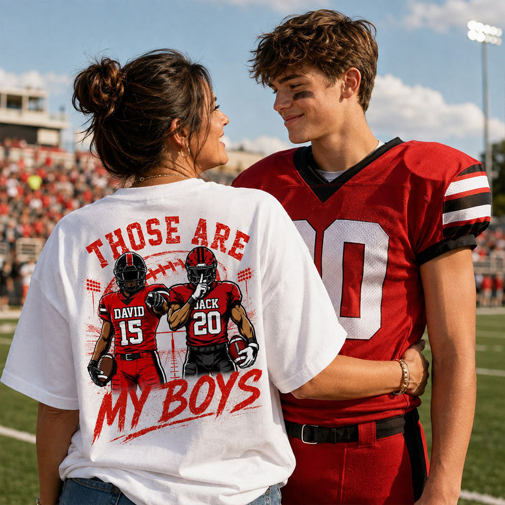 Personalized Football Mom Shirt, Custom Those Are My Boys T-Shirt, Team Name & Player Number Tee, Football Season Gift Vr2 Na02 T24