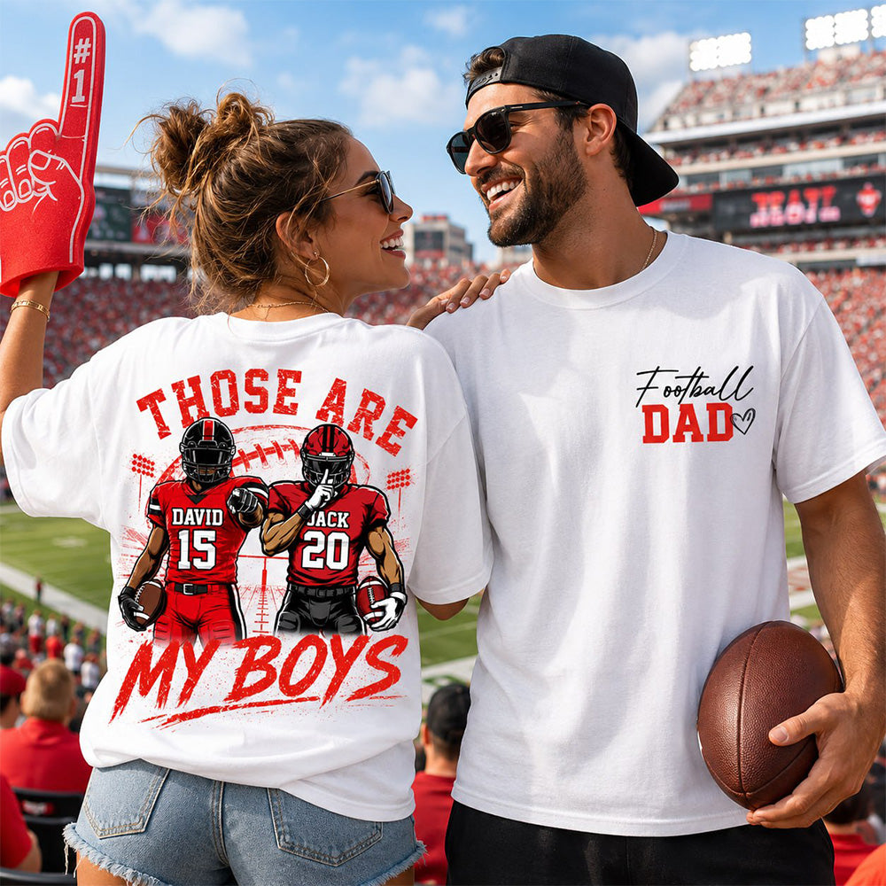 Personalized Football Mom Shirt, Custom Those Are My Boys T-Shirt, Team Name & Player Number Tee, Football Season Gift Vr2 Na02 T24