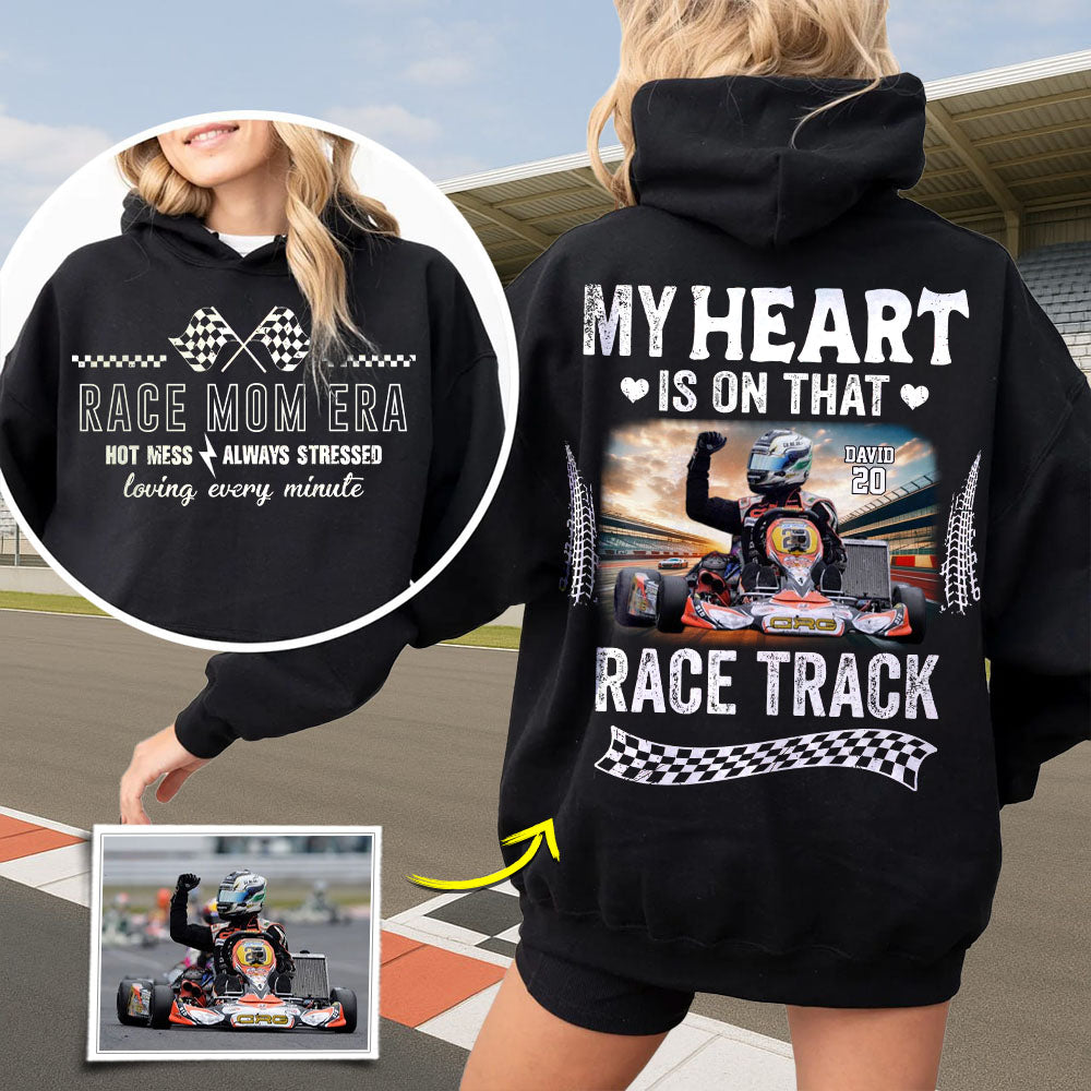 Race Mom Era - My Heart is on That Racing Track, Custom Photo Racing Shirt A2110