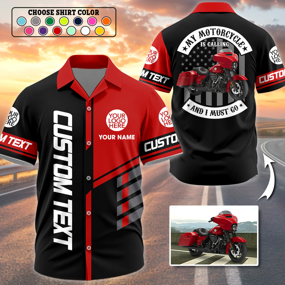 My Motorcycle Is Calling And I Must Go - Personalized Upload Vechicle Photo For Biker Hawaiian Shirt A2110