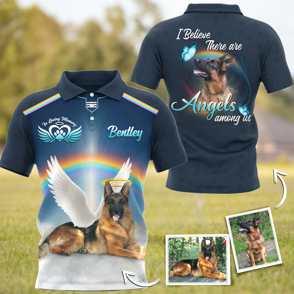 I Believe There Are Angles Among Us, In Loving Memory, Custom Photo Dog Memorial Shirt T1807
