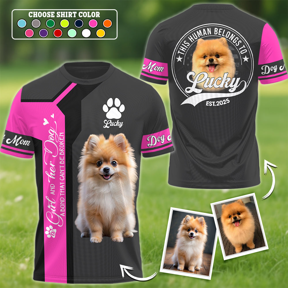Pomeranian, , Custom A Girl and Her Dog a Bond That Cant Be Broken, Personalized Shirt, Gift For Dog Lover T1807