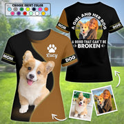 A Girl and Her Dog A Bond That Can't Be Broken, Personalized Photo and Dog Name Shirt A2110