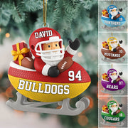 Santa Football Sled Christmas Ornament Persionalized Acrylic Ornament Gift For Sports Fan Gift Tu24