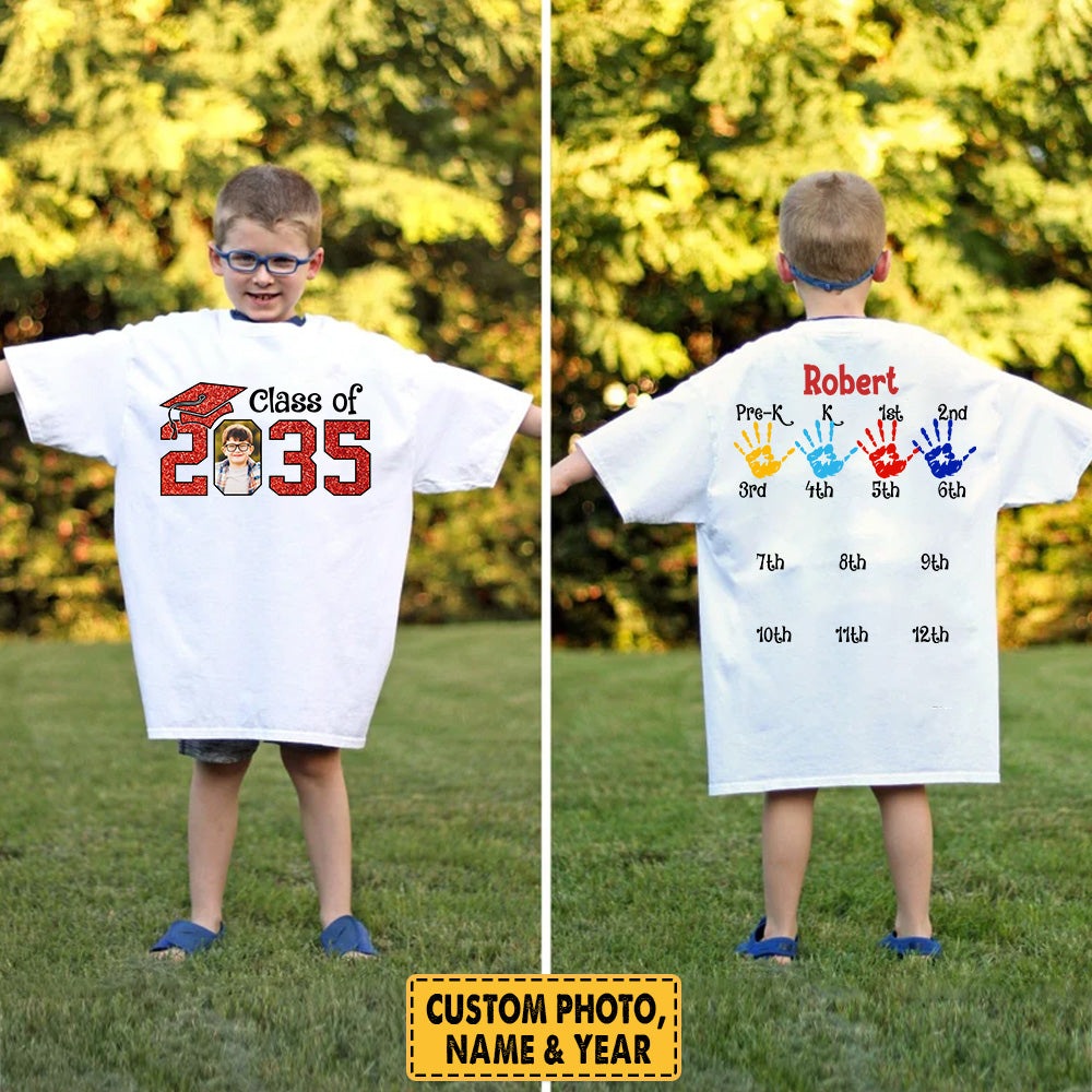 Class of 2035, Class of 2034, Class of 2036, Kindergarten, First Day of School, Last Day of School, Graduation, Grow With Me Personalized Shirt