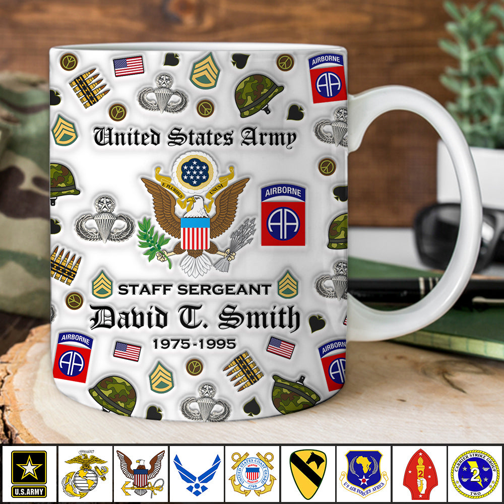 Custom Divison Badges All Branches Mug Gift For Military Veteran 3D Inflated Effect Mug H2511