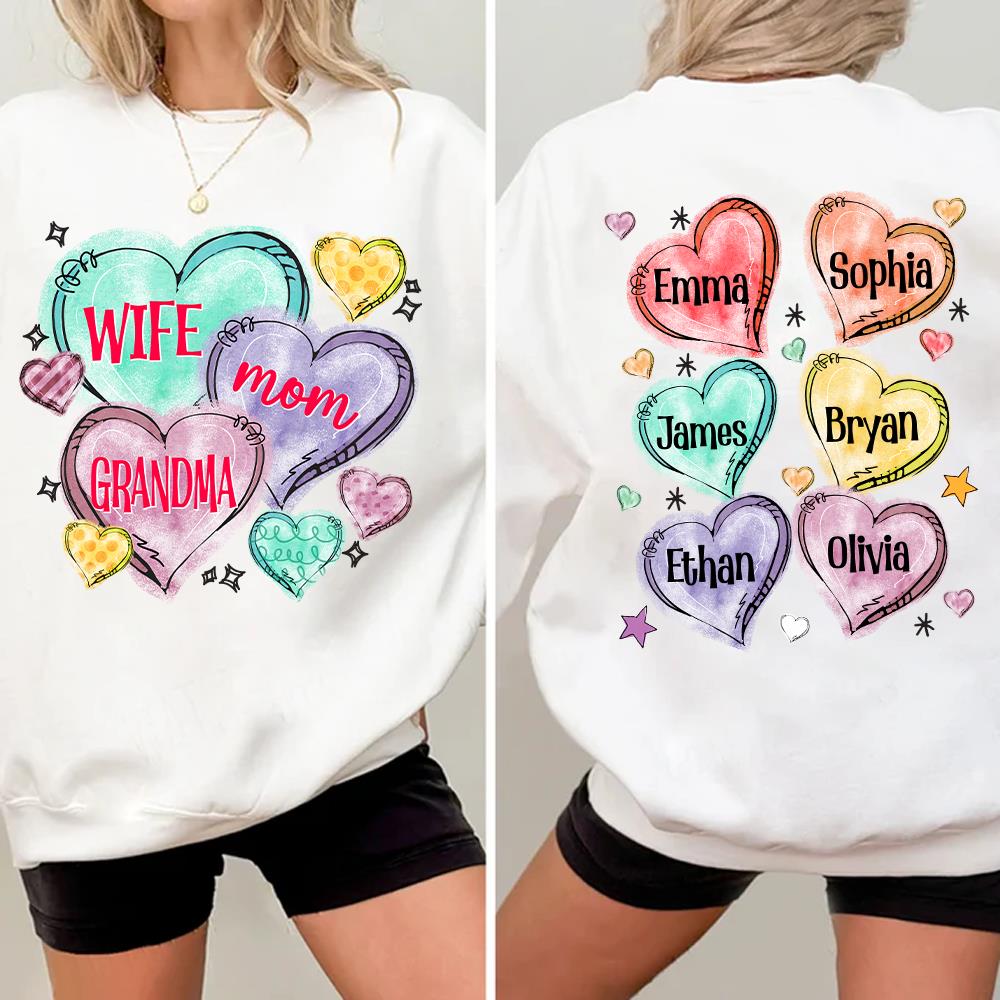 Custom Grandma Candy Hearts for Grandmas Shirt - Personalized Valentine Shirt
