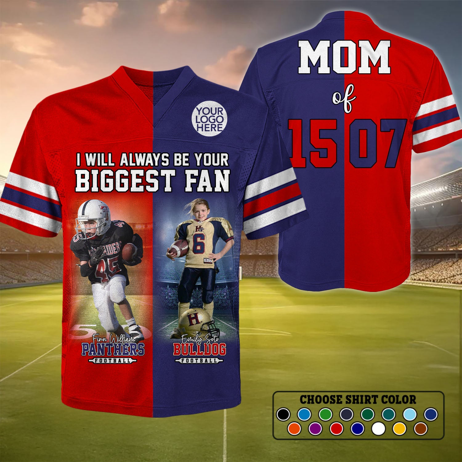 Custom Any Two Football Team, Personalized Team Name And Number Football Jersey, V-neck Short Sleeve Jersey Shirt, Football Jerseys