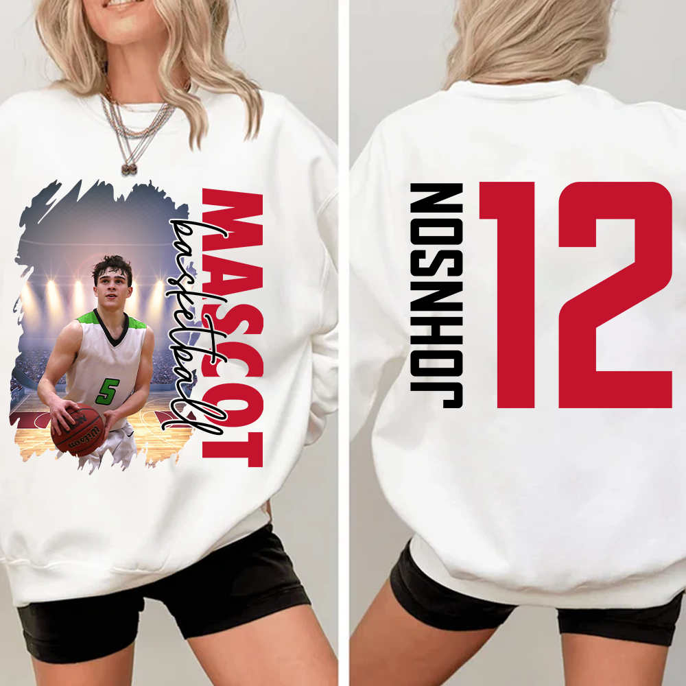 Custom Photo Basketball Shirt, Personalized Basketball Mom Shirt, Game Day Basketball Hoodie, Basketball Dad Sweatshirt