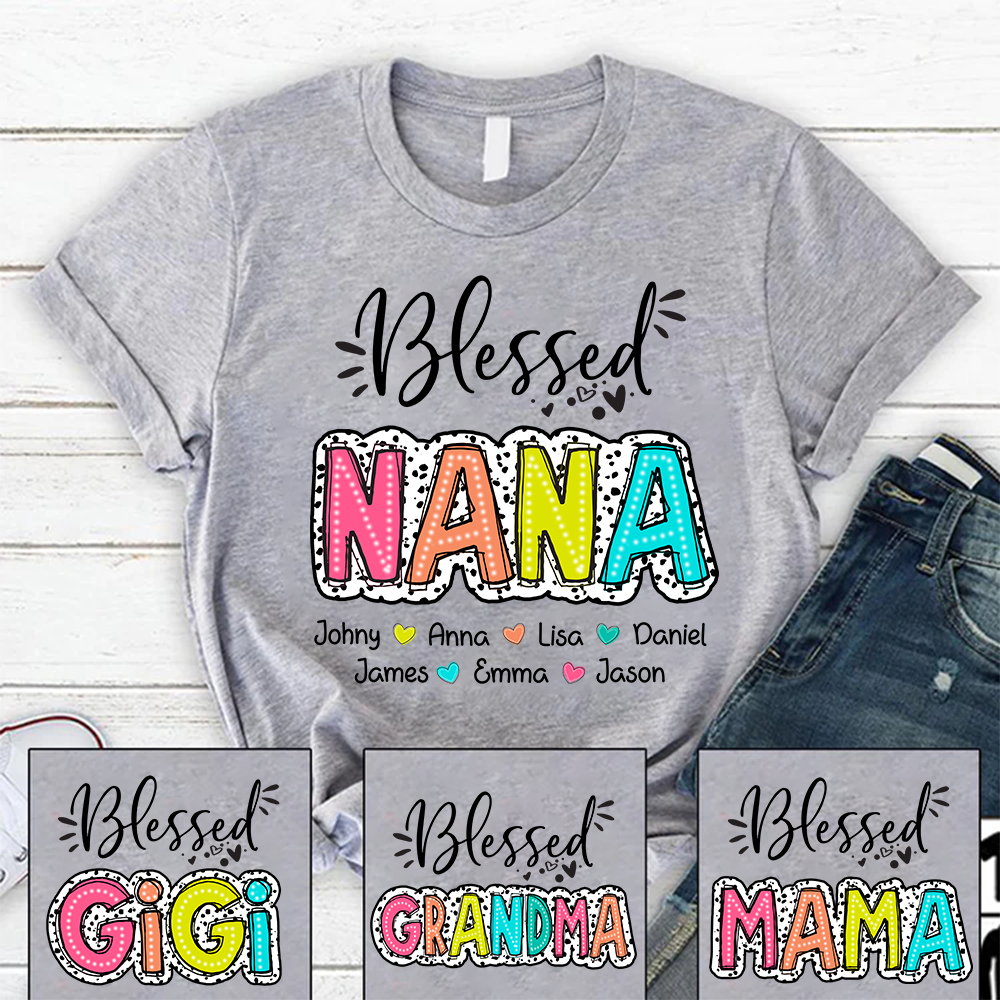 Blessed Nana Dalmatian Dots Shirt, Custom Grandma And Kids, Mother's Days Gift