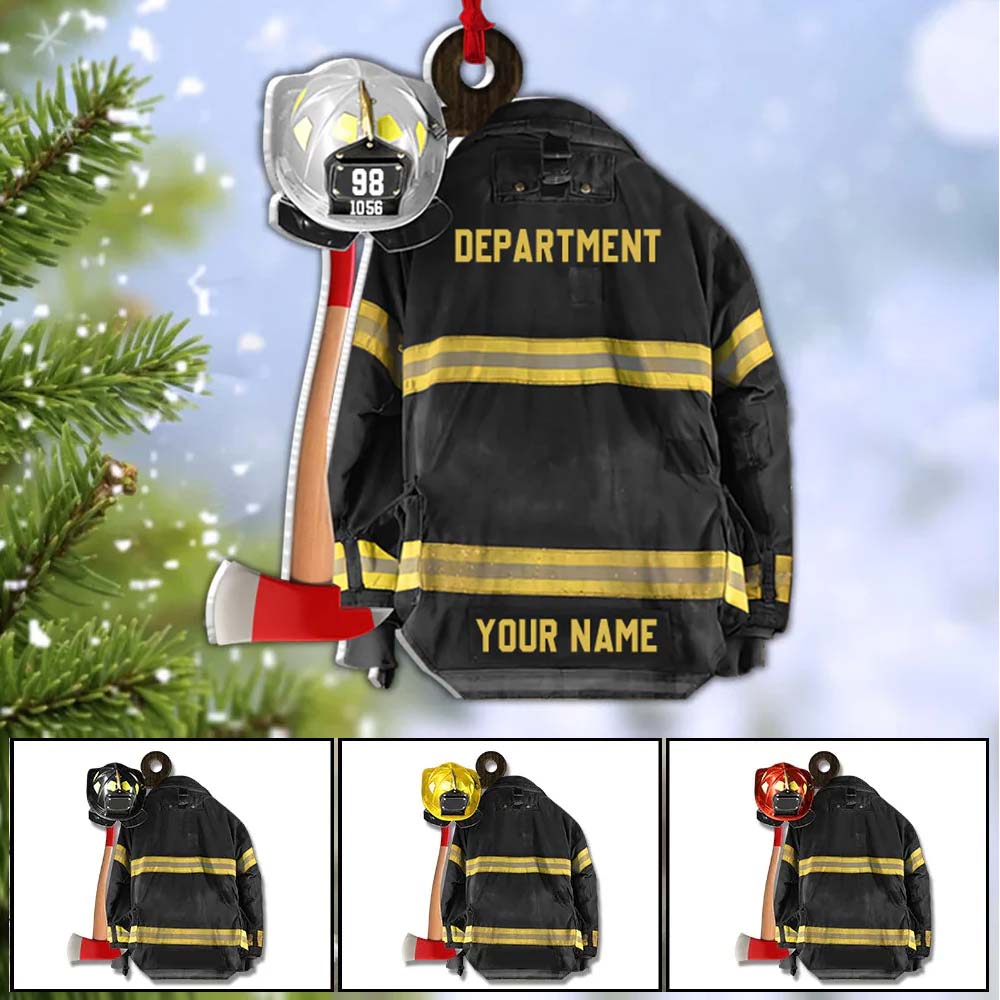 Firefighter Helmet Black Armor Personalized Ornament Gifts For Firefighter Fireman