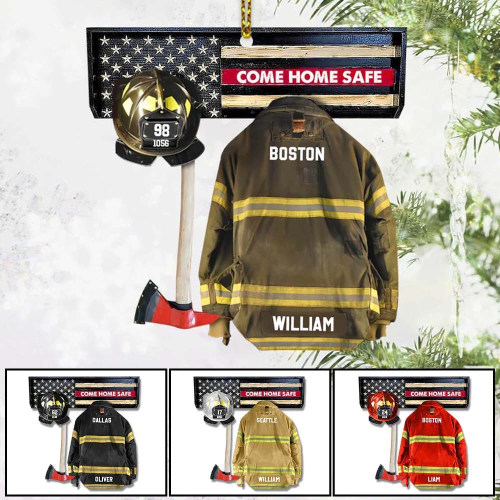 Come Home Safe Firefighter Armor And Name Ornament