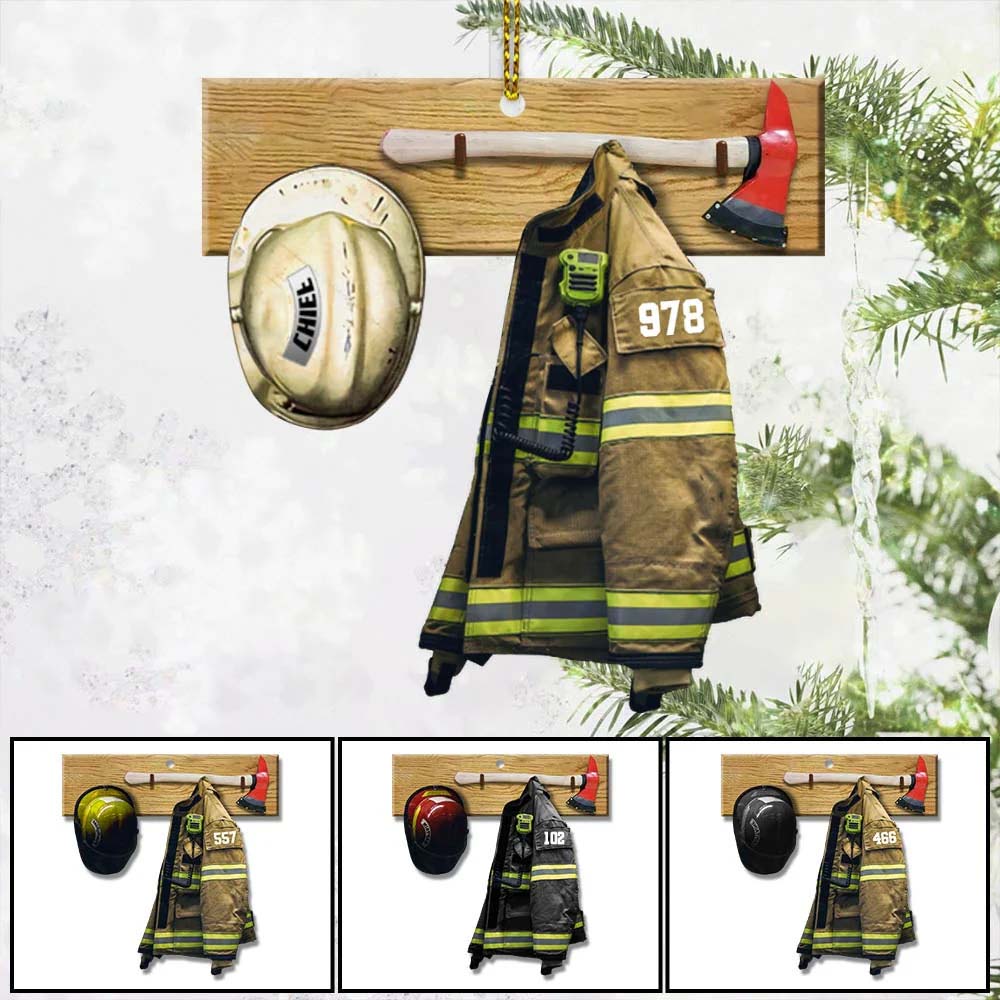 Armor And Name Cut Shaped Ornament Personalized Ornament Gifts For Firefighter For Fireman