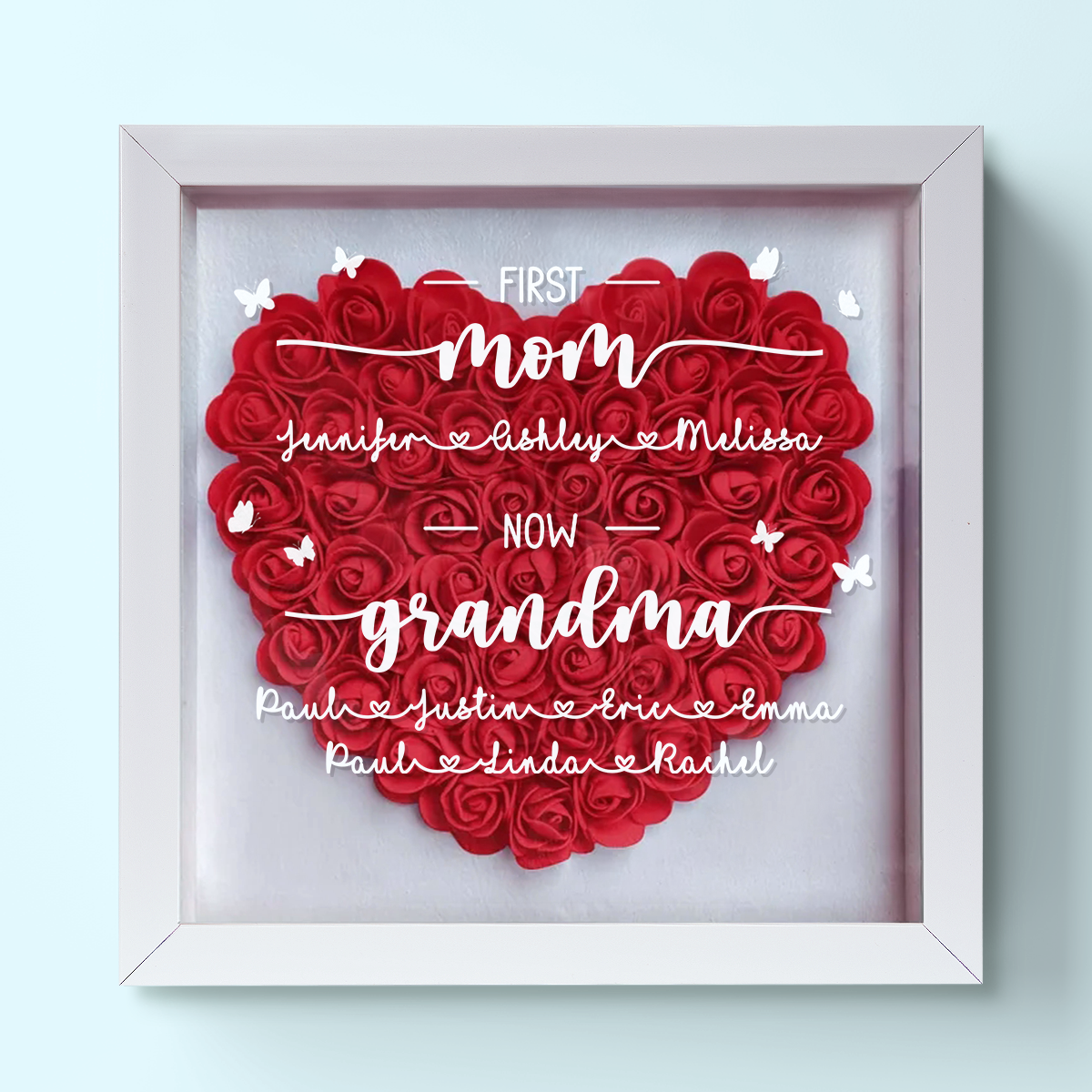 First Mom Now Grandma - Personalized Flower Shadow Box Gift For Grandmas