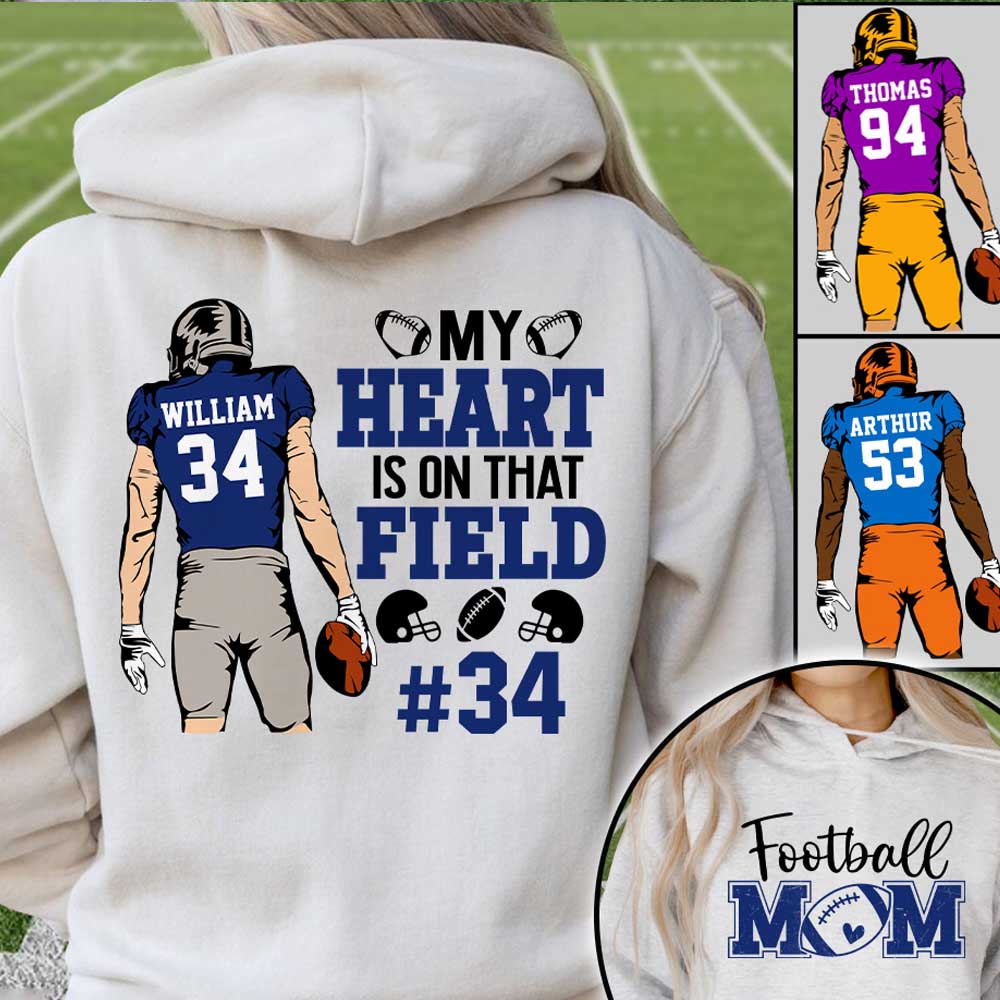 My Heart Is On That Field Personalized Shirt Football Game Day Custom Nickname