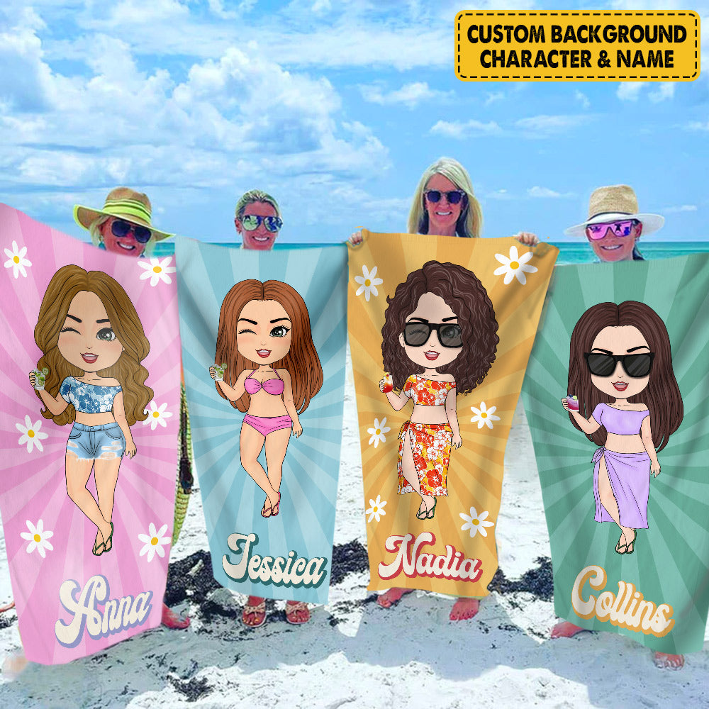 Girls Personalized Beach Towel - Gift For Besties Sisters Sistas