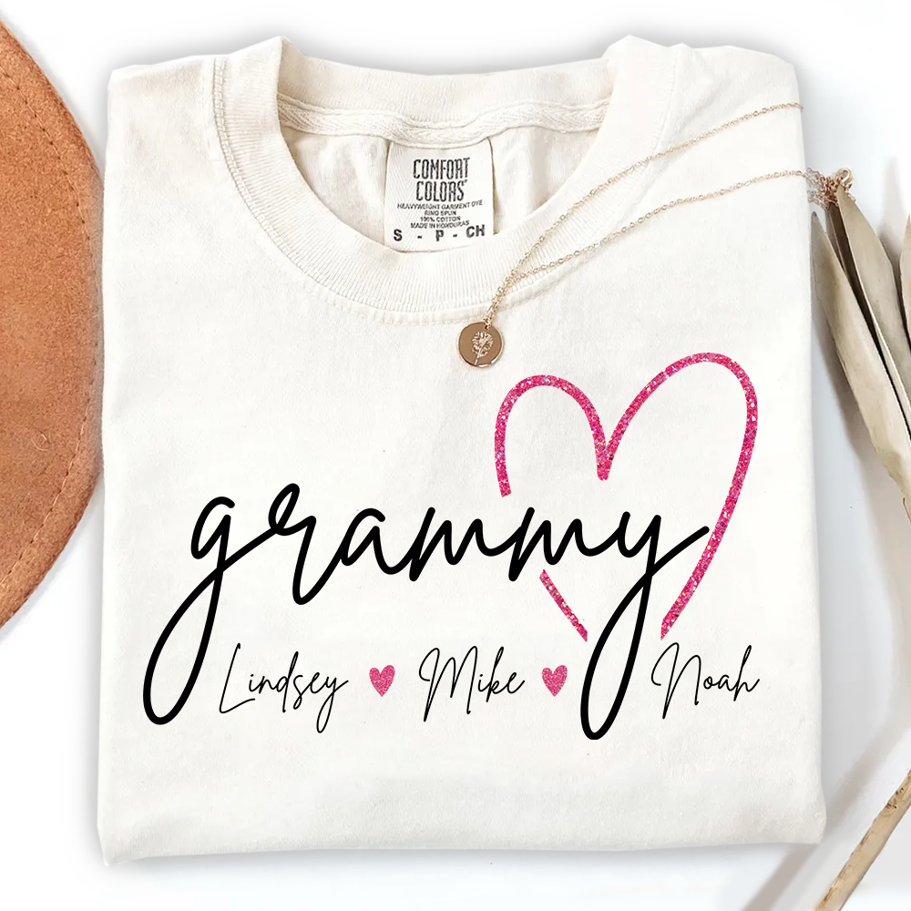 Grandma Heart, Personalized Nickname And Custom Kids For Grandma Nana Mimi NA04