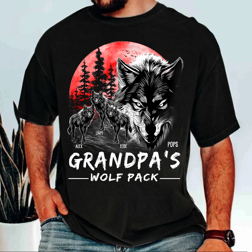 Grandpa Wolf Pack Personalized Shirt - Perfect Father's Day Gift for Dad