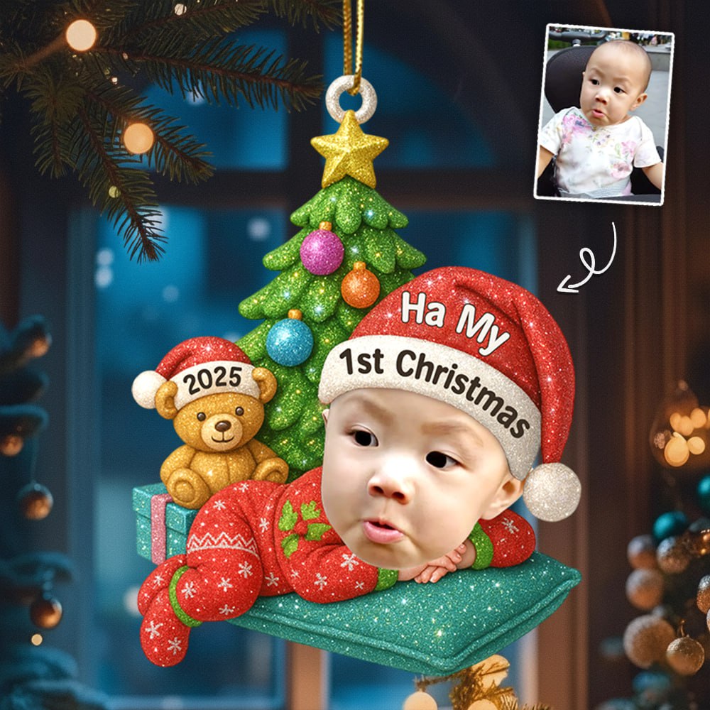 Sleeping Baby In Christmas Personalized Acrylic Ornament Baby's 1st Christmas T1807