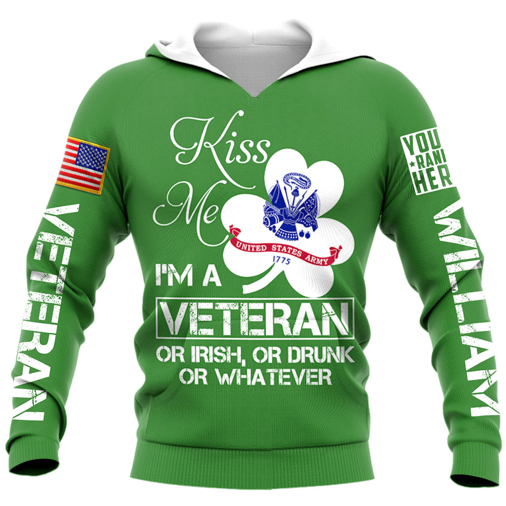 Personalized Gift For Veterans Kiss Me I Am A Veteran St. Patrick's Day Gift For Veteran H2511