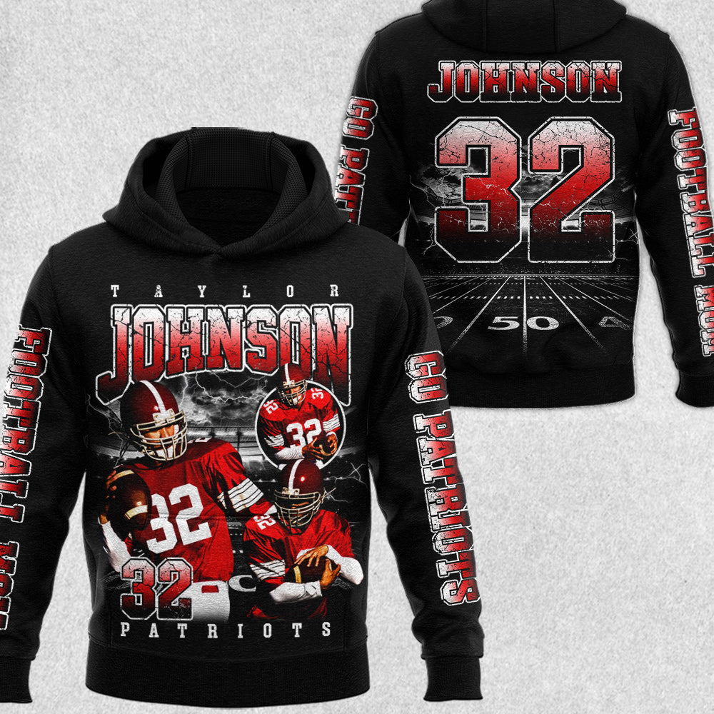 Custom Football All Over Print Shirt Bootleg Player Shirt, Team Name Gift For Football Lovers Game Day Shirt H2511