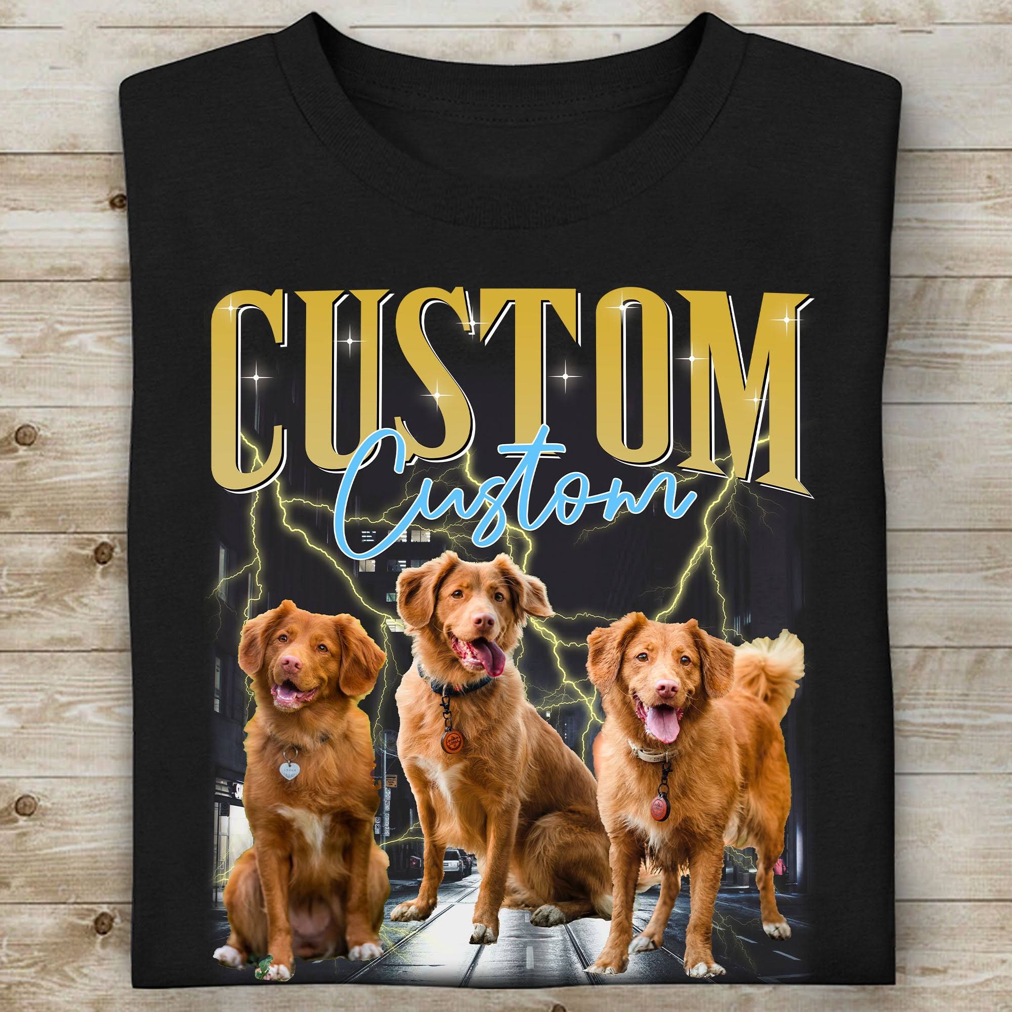Live Preview Custom Bootleg Shirt Personalized with Your Own Pets Photo
