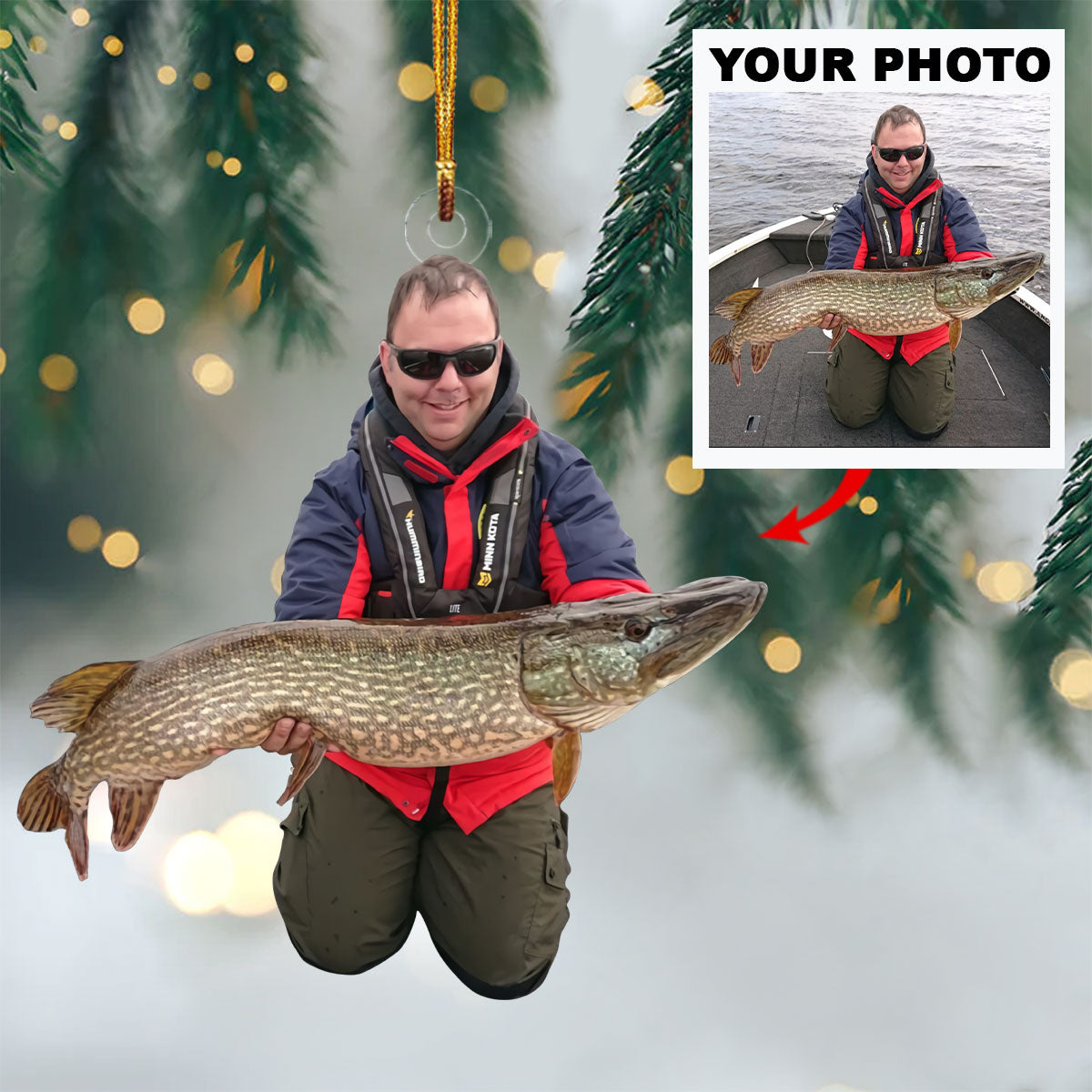 Personalized Photo Ornament Gift For Fishing Lovers - Custom Upload Photo Fisherman For Loved One