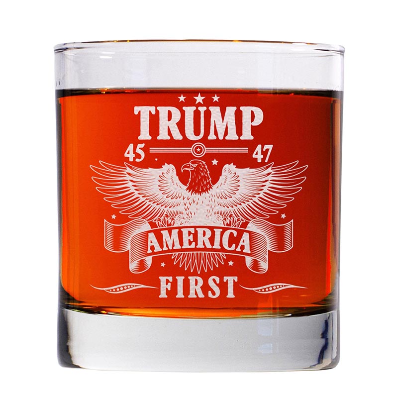 Donald Trump America First 45 & 47 Whiskey Glass