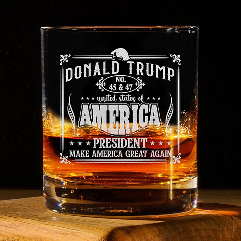 Donald Trump 45 & 47 Whiskey Glass