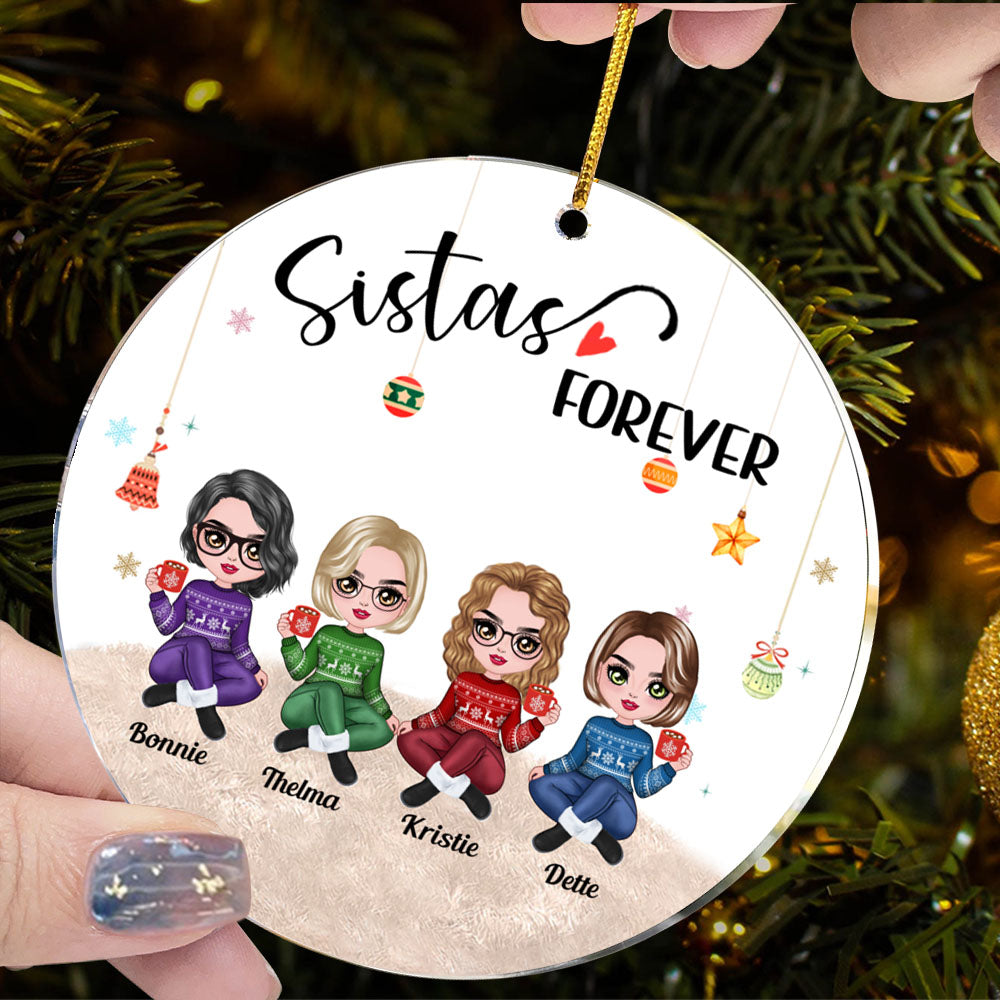 Sistas Forever Ornament With Wings Personalized Ornament Gift For Best Friend Besties