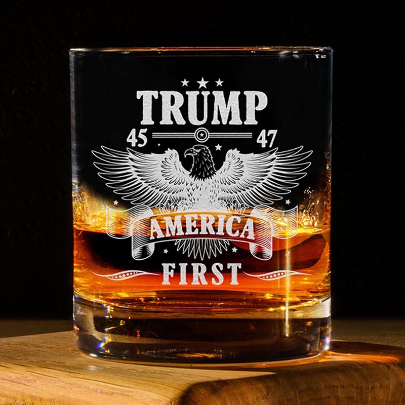 Donald Trump America First 45 & 47 Whiskey Glass