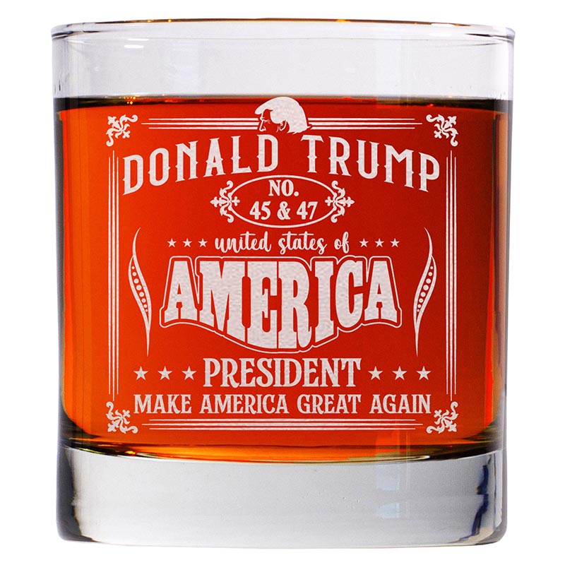 Donald Trump 45 & 47 Whiskey Glass