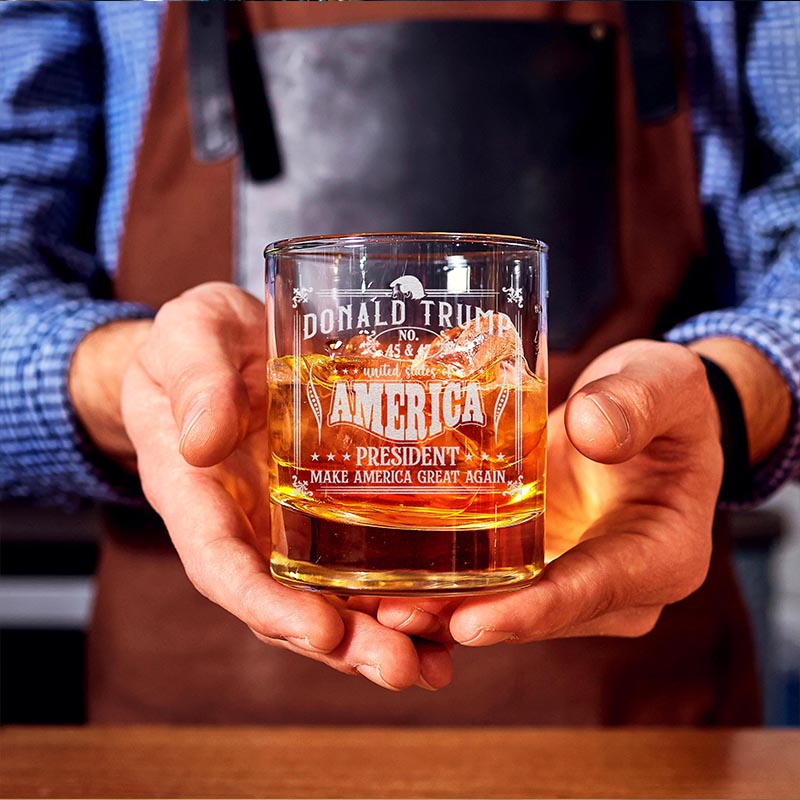 Donald Trump 45 & 47 Whiskey Glass