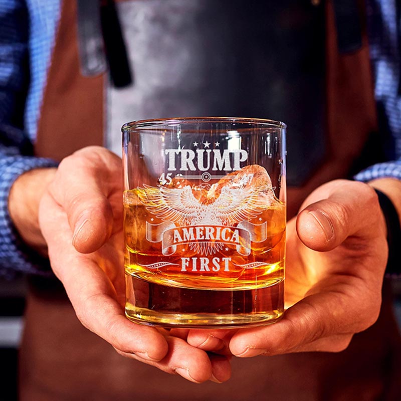 Donald Trump America First 45 & 47 Whiskey Glass