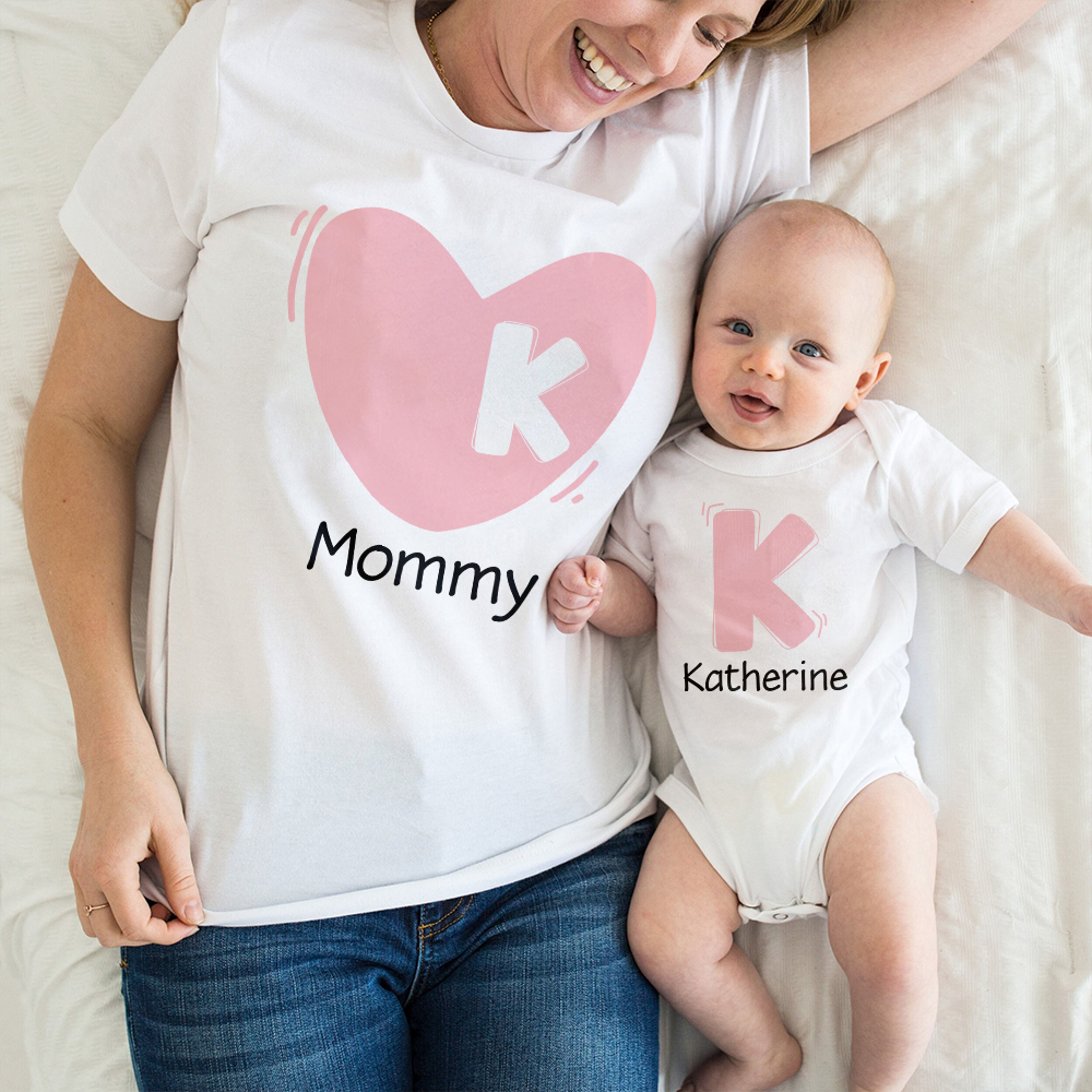 Mommy and Baby Matching T-shirt and Bodysuit Set, Heart Missing Piece, Gift For New Mom